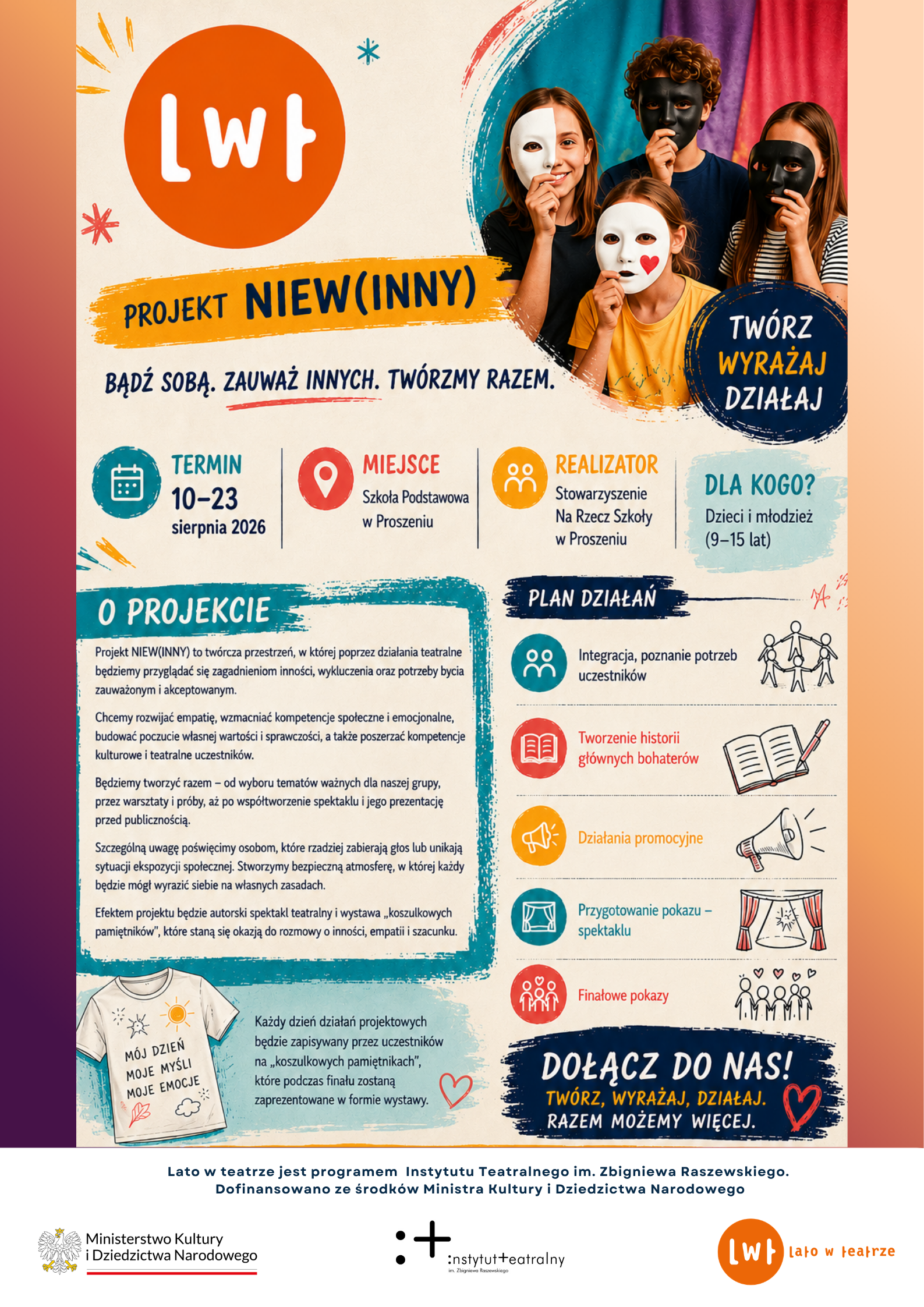 Plakat rekrutacyjny projektu Lato w teatrze