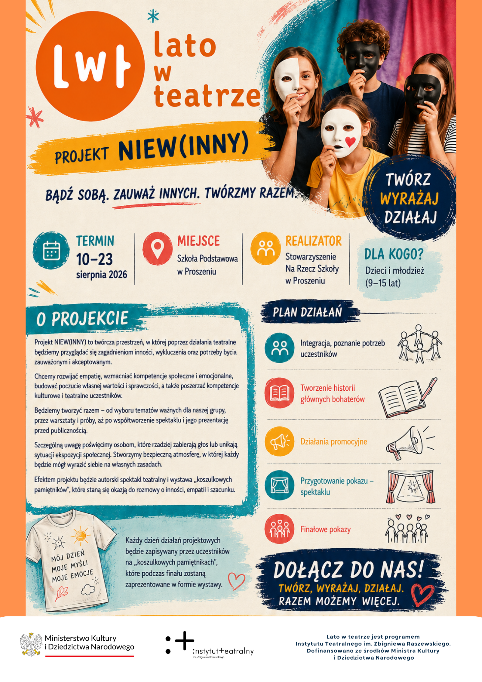 Plakat rekrutacyjny projektu Lato w teatrze